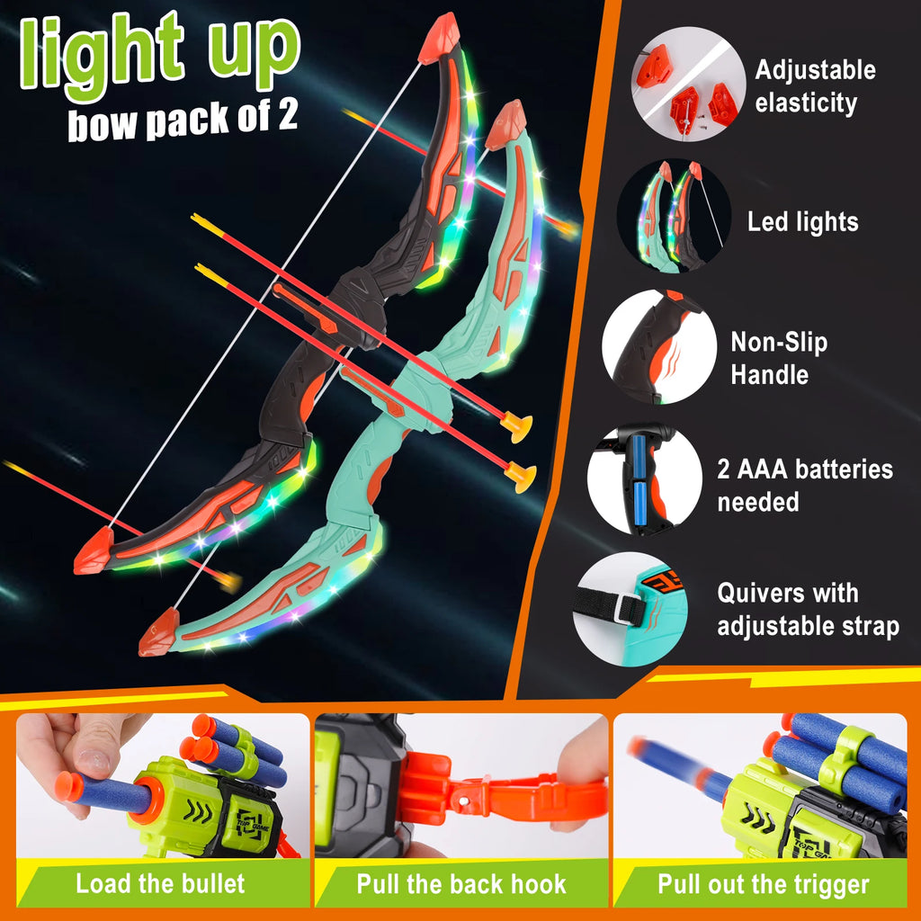 2 Bow and Arrow Sets , 2 Foam Dart Guns