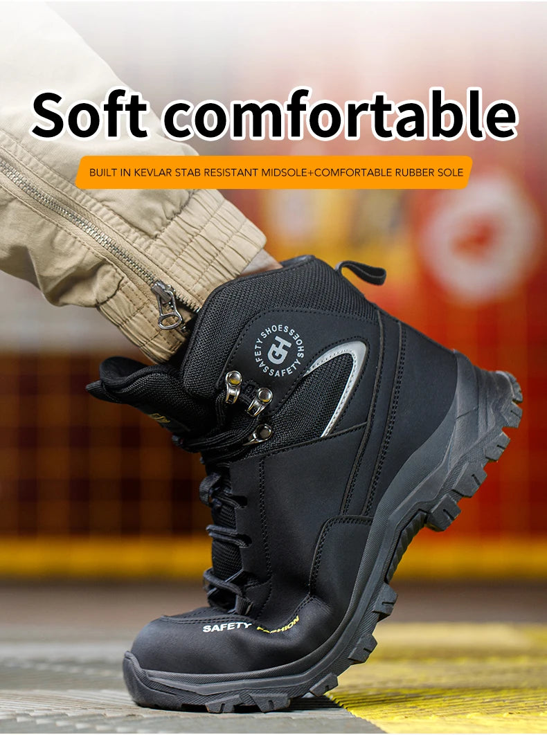 Men Steel Toe Work Shoes Anti-smash Anti-puncture