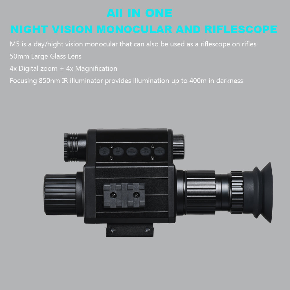 Digital Night Vision Riflescope 940nm IR Scope Sight Monocular 5X Zoom