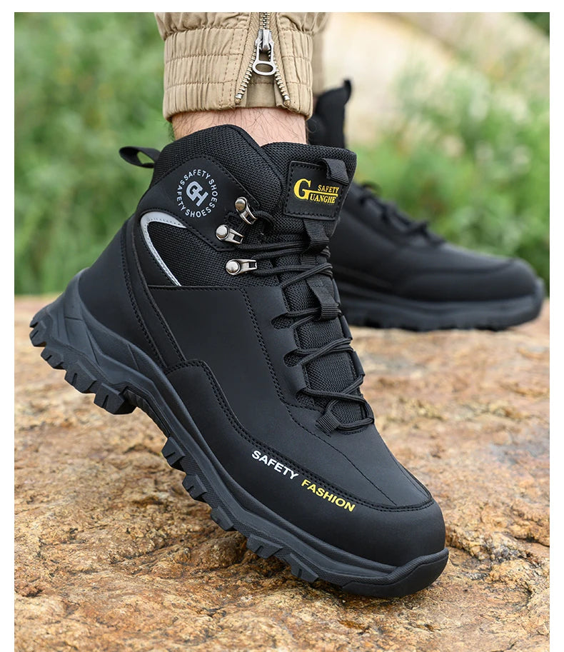 Men Steel Toe Work Shoes Anti-smash Anti-puncture