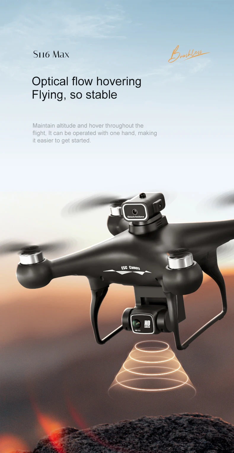 Drone  with 3 Batteries 8K Dual Camera Optical Flow Brushless 360°