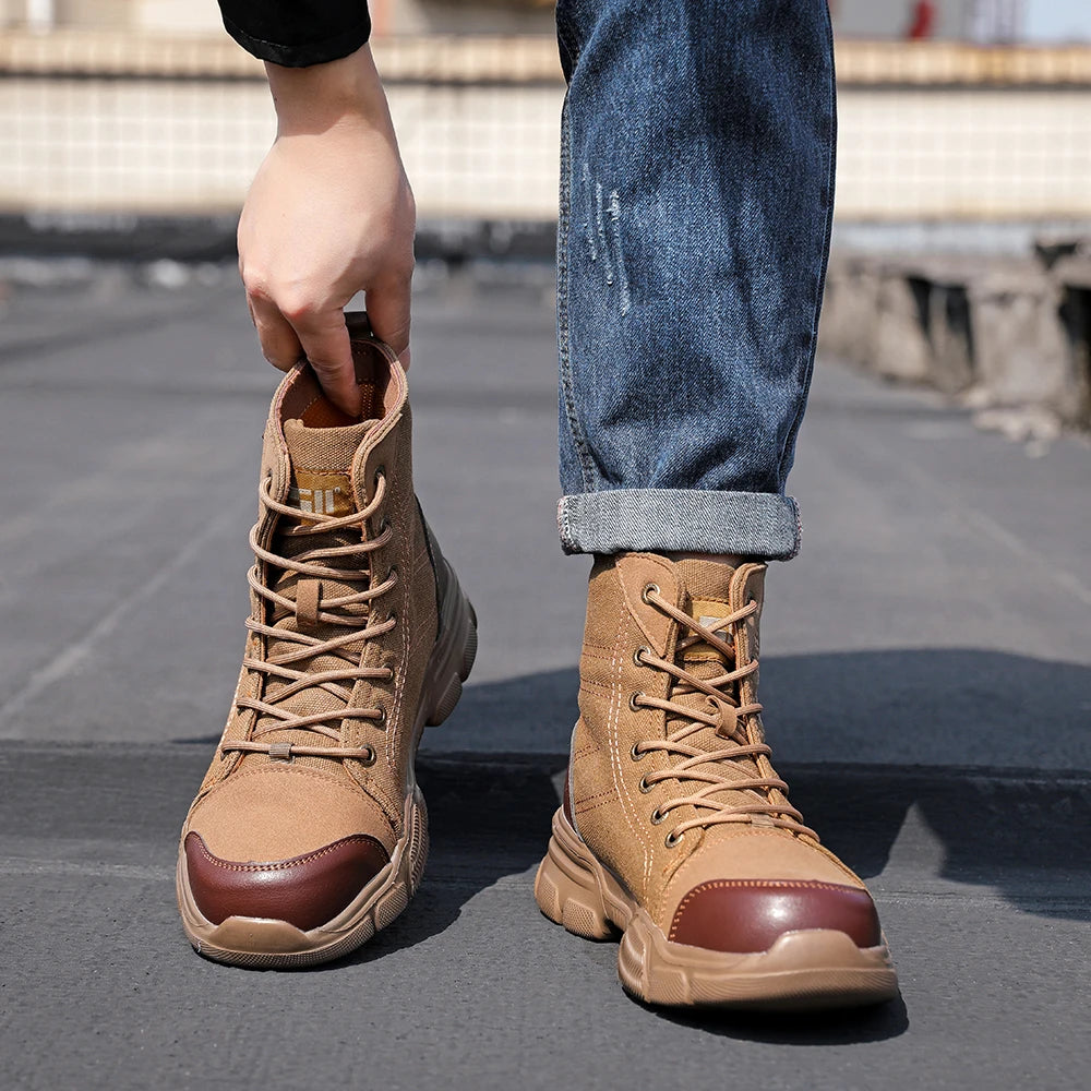 Canvas Light Breathable Work Steel Toe Shoes