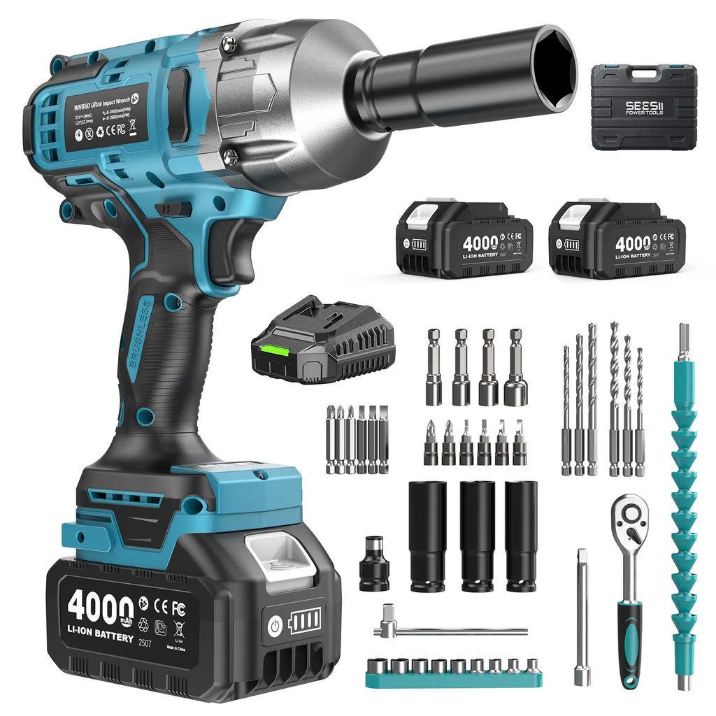 1300N.m Cordless Impact Wrench Brushless Motor 3-in-1 Electric Impact