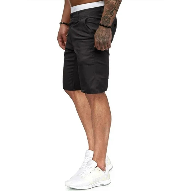 Men s  Fit Cargo Shorts with Pockets Knee Length Casual Solid Color