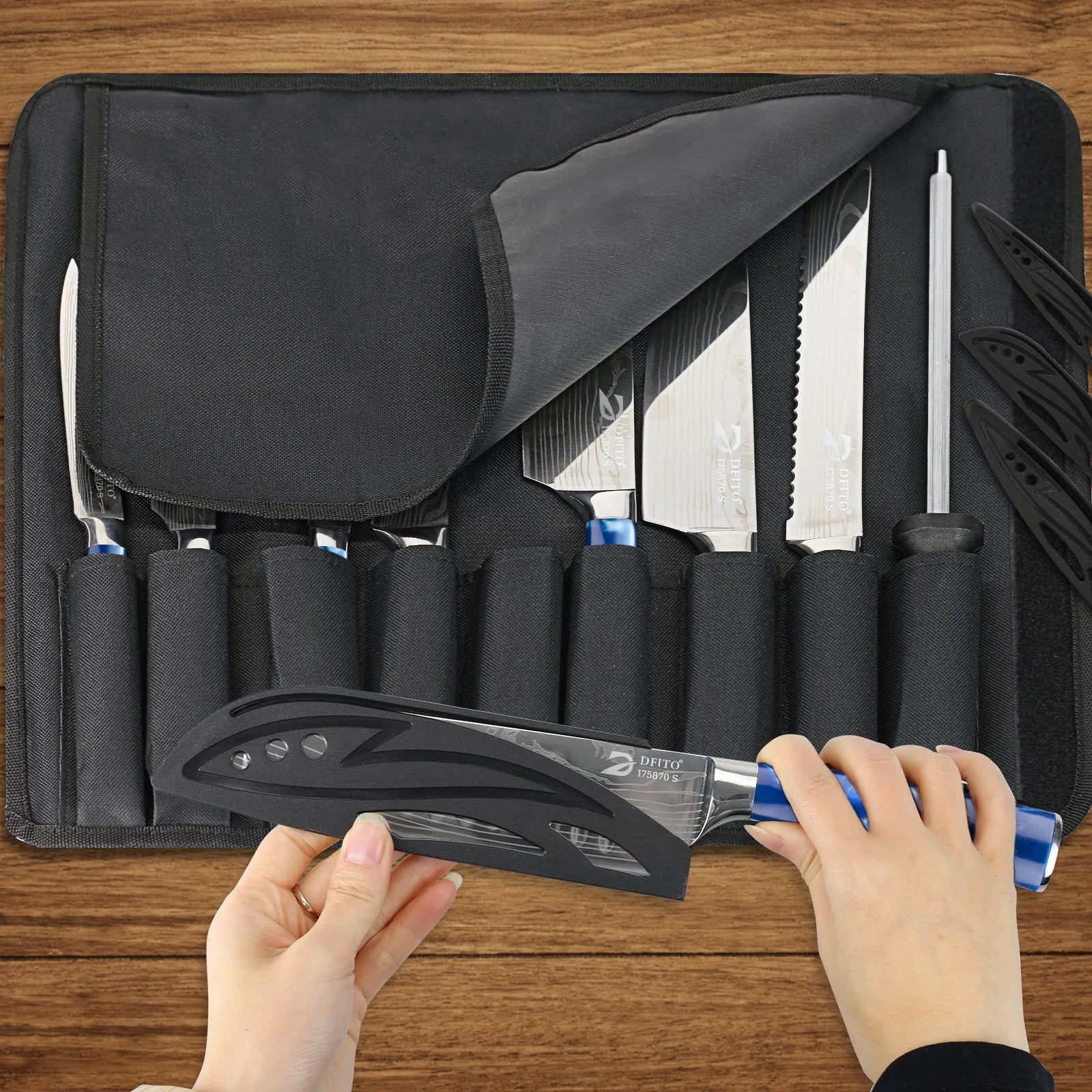 8PCS Utility Boning Knife Cleaver Meat Fruit Bread Knife with Cover