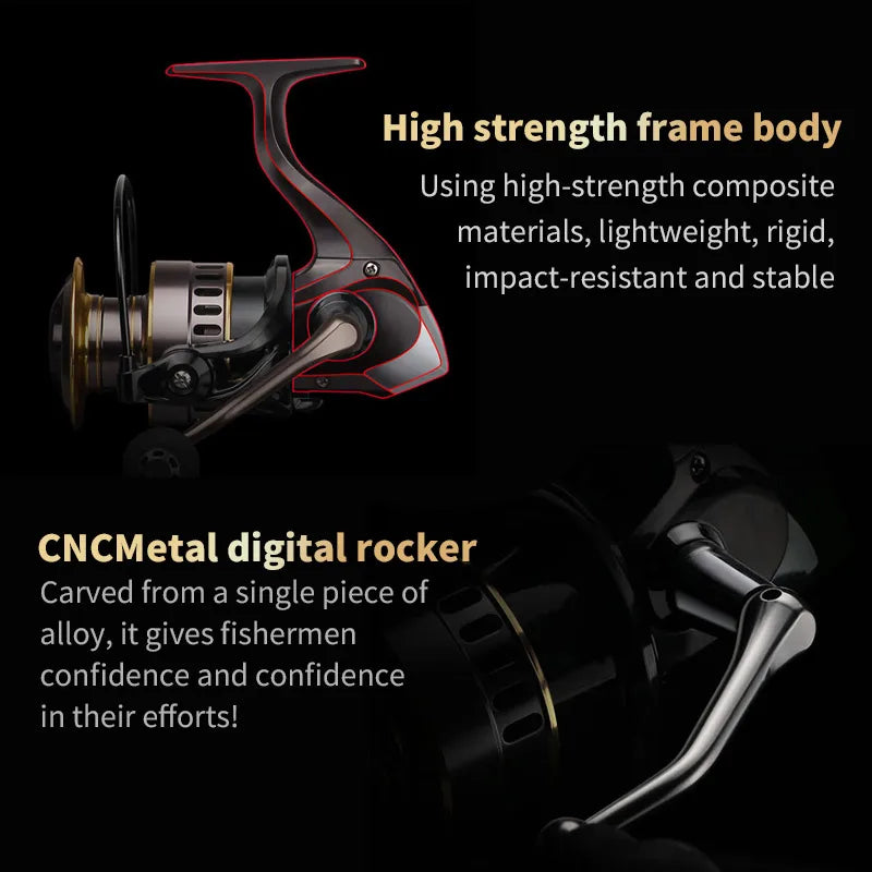 Fishing Reel, 5.2:1 Gear Ratio, 22.05lb Extraction, Aluminum Alloy Body,