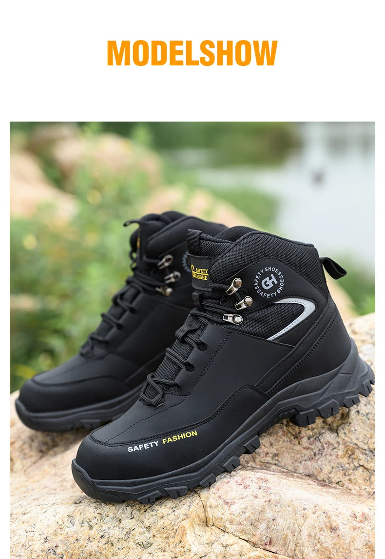 Men Steel Toe Work Shoes Anti-smash Anti-puncture