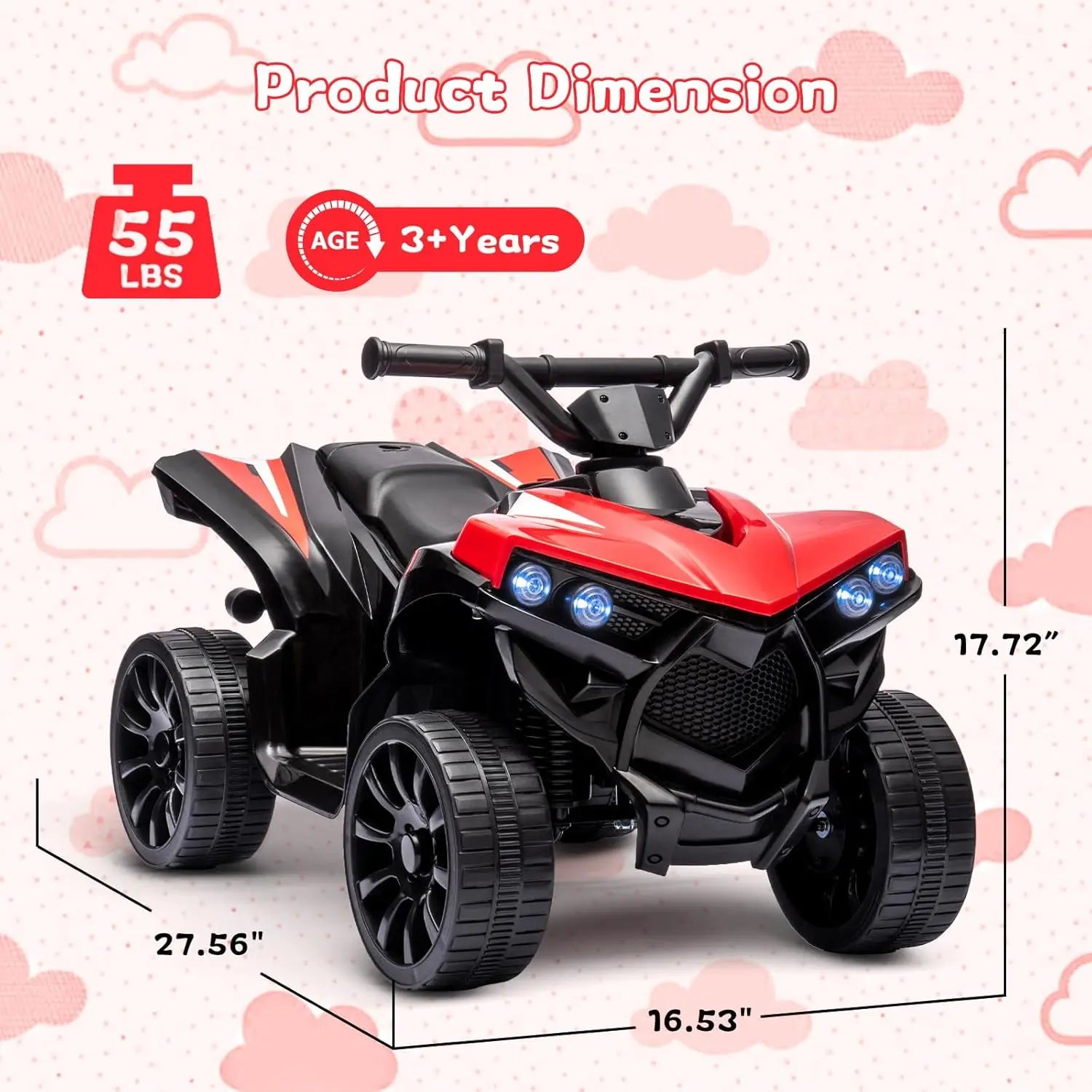6V Ride on Toy, Kids ATV 4 Wheeler with 1.8MPH Max Speed, Music & Foot Pedal