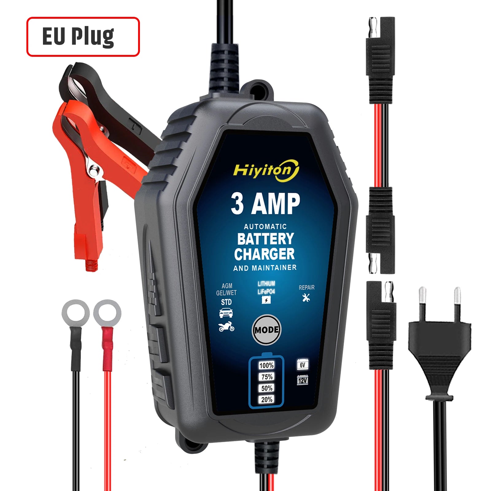 6V 12V 3000mA Car Smart Battery Charger
