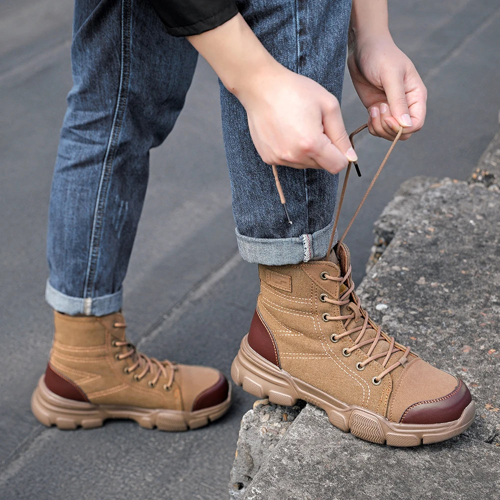 Canvas Light Breathable Work Steel Toe Shoes
