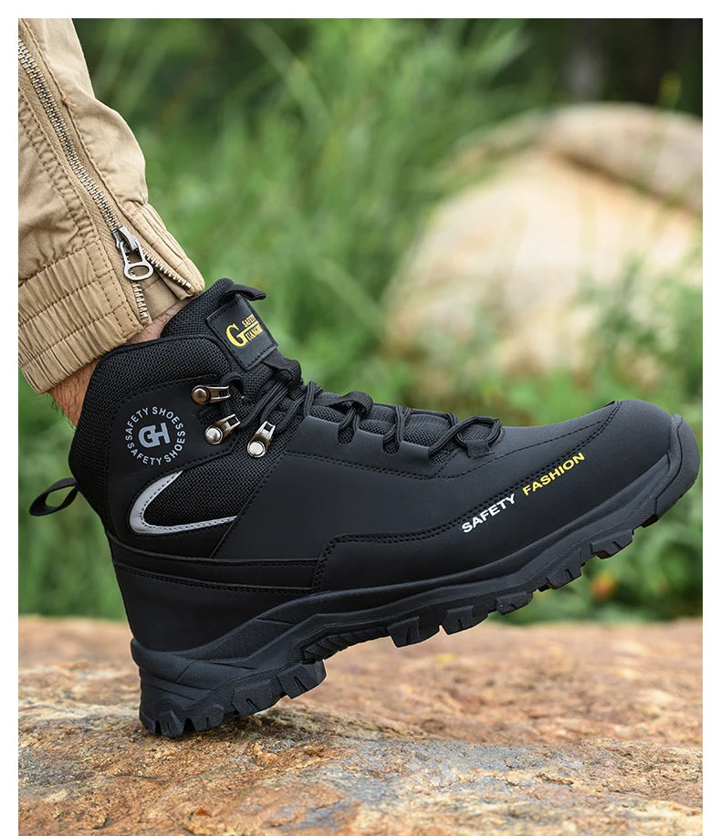 Men Steel Toe Work Shoes Anti-smash Anti-puncture