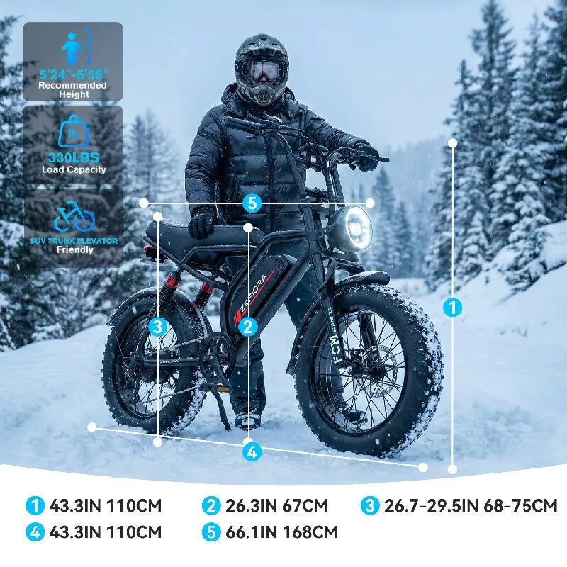 14 20 inch Electric fat bike 1000w 2000w 30-50MPH 30-60Miles Adjustable front brake seat,For Cycling Electric Bicycle