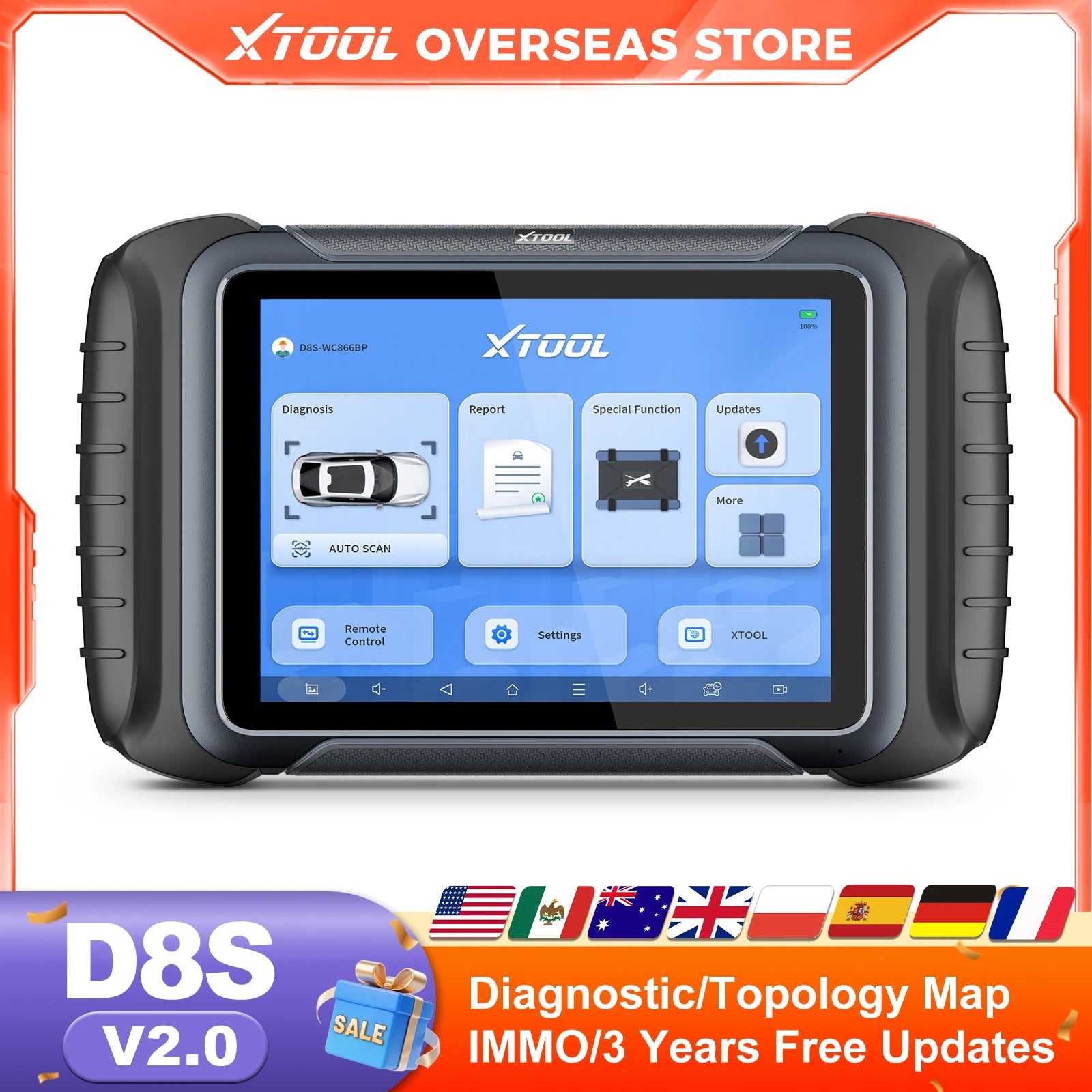 Car Diagnostic Tool Key Programmer OBD2 Automotive Scanner ECU Coding Topology Map with 42+