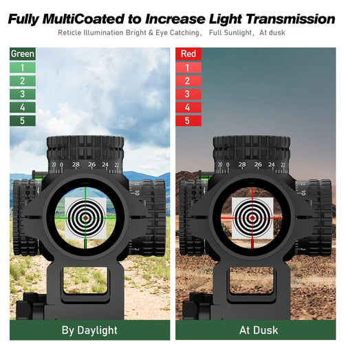 1-5X24 Tactical Optical Scope Red and Green Illuminated  Compact Scope Sight