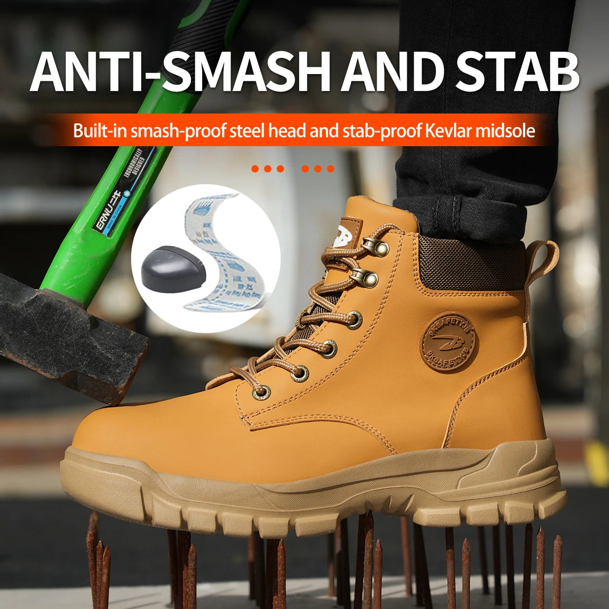 High-top PU anti-smash anti-puncture breathable safety boots