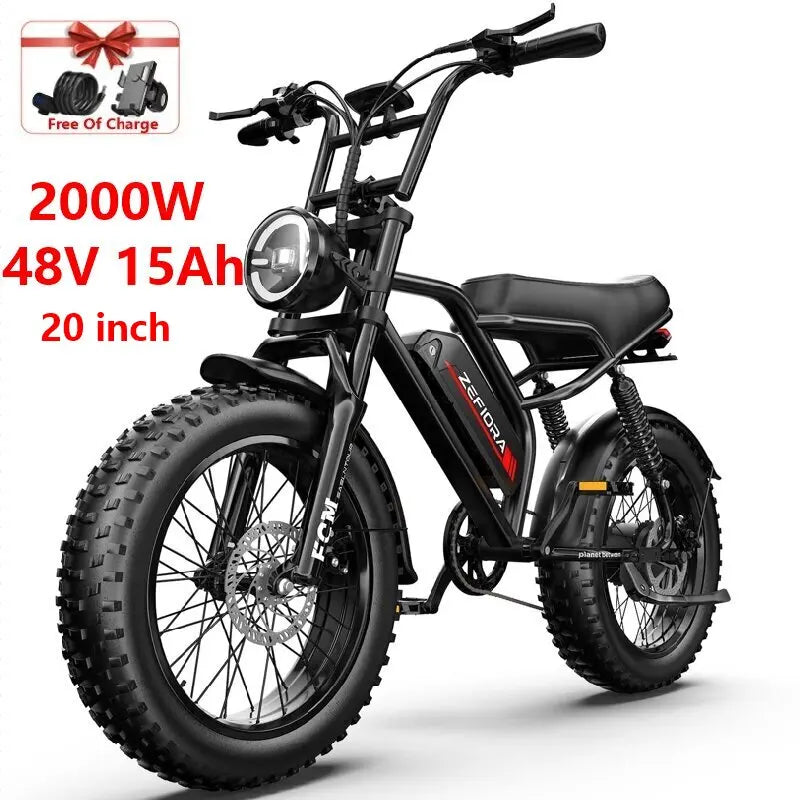 14 20 inch Electric fat bike 1000w 2000w 30-50MPH 30-60Miles Adjustable front brake seat,For Cycling Electric Bicycle