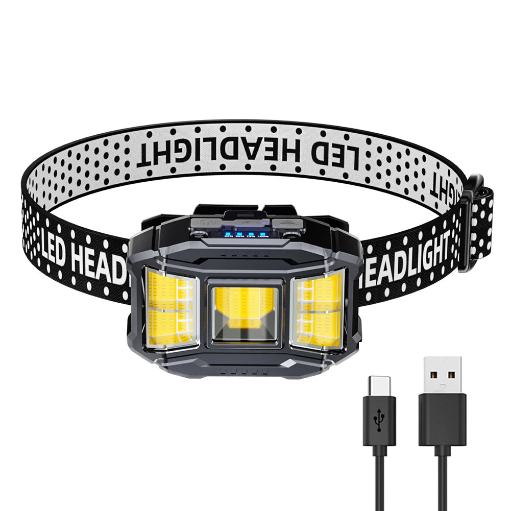 LED Outdoor Head Lamp USB Charging Head Mounted Flashlight