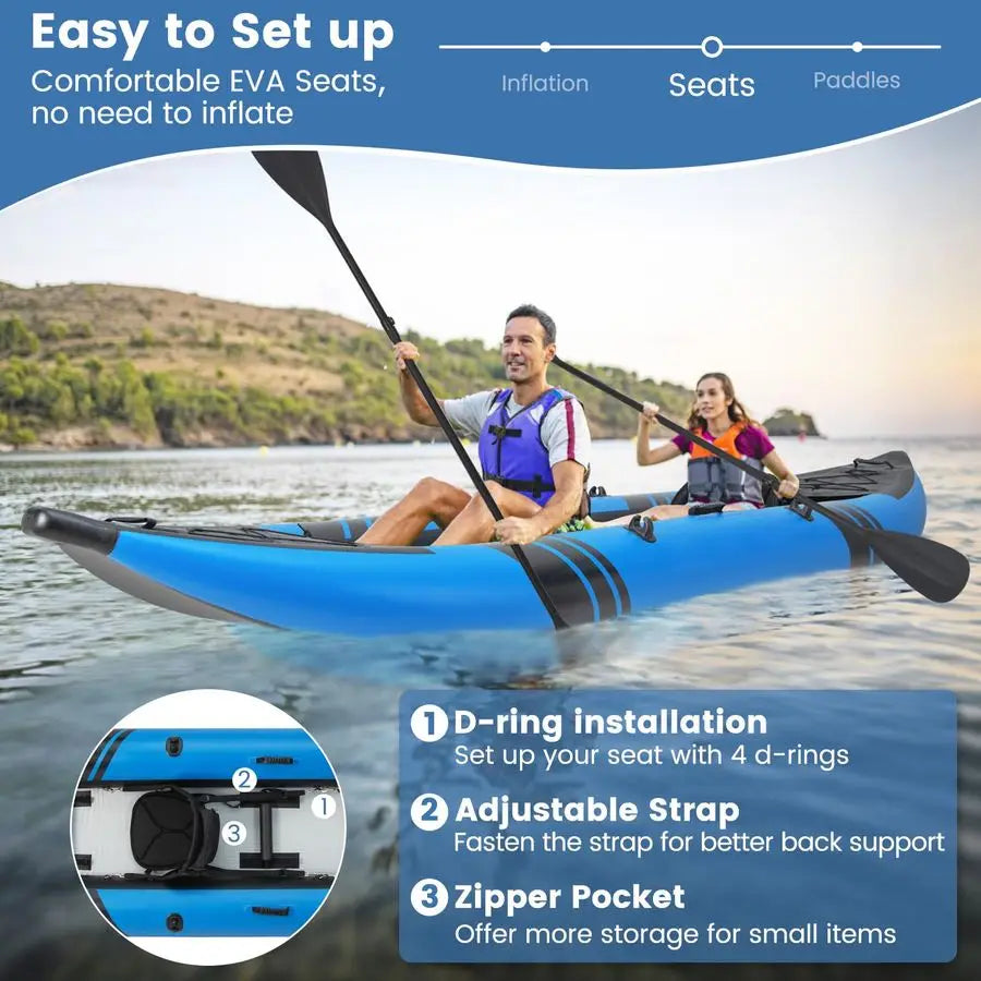 Inflatable Kayak, 2 Person Canoe with 507 lbs Capacity,