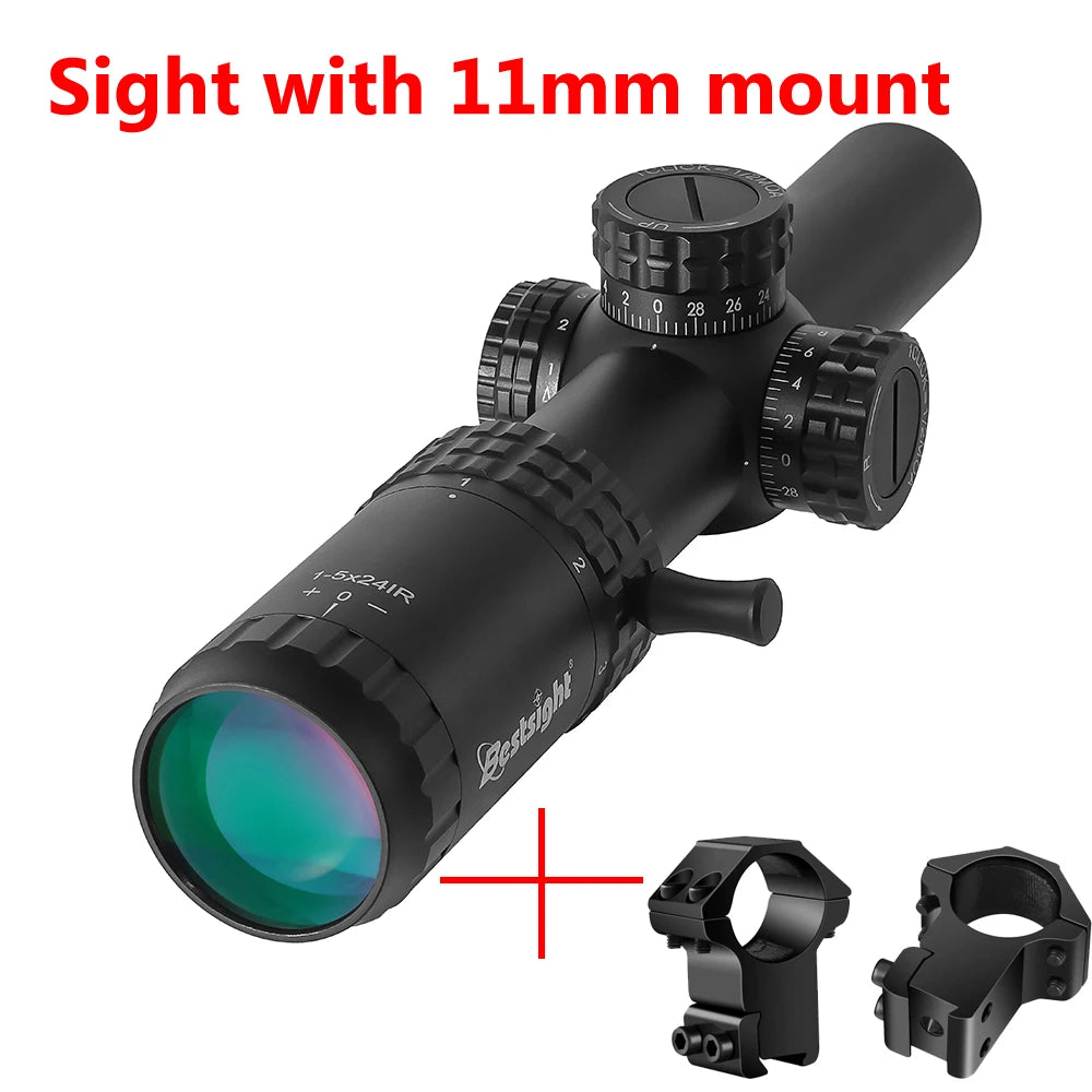 1-5X24 Tactical Optical Scope Red and Green Illuminated  Compact Scope Sight