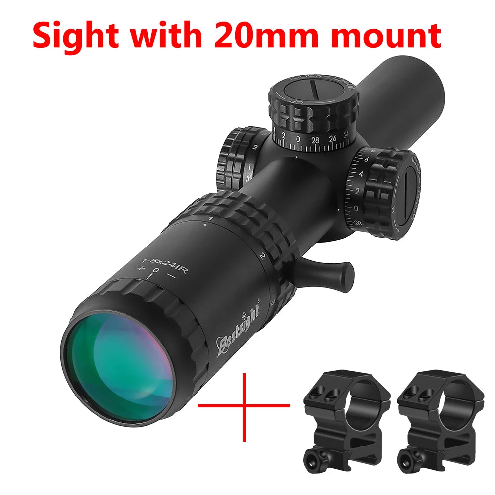 1-5X24 Tactical Optical Scope Red and Green Illuminated  Compact Scope Sight