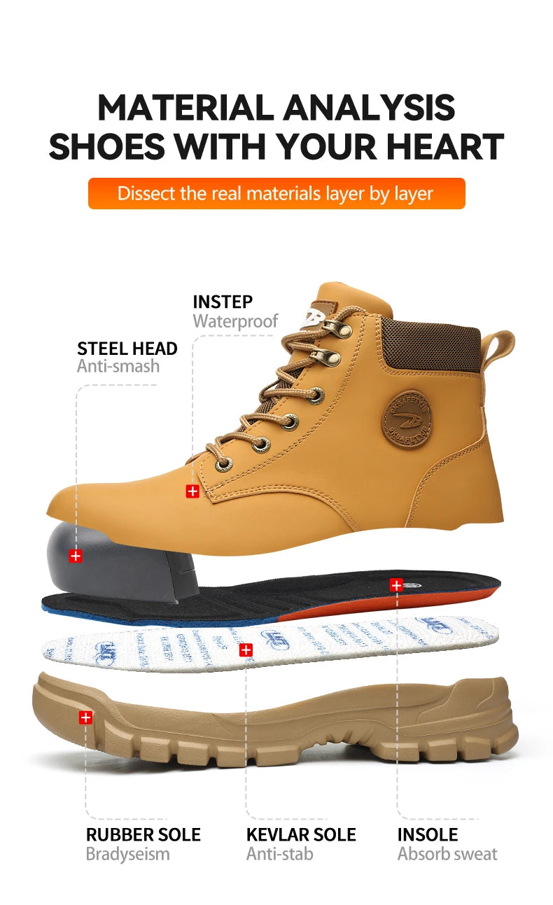 High-top PU anti-smash anti-puncture breathable safety boots