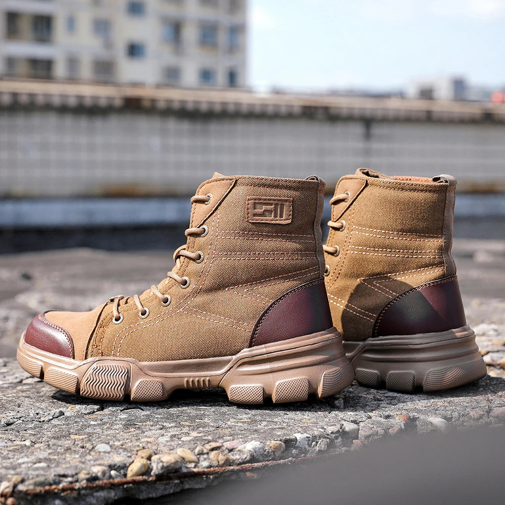 Canvas Light Breathable Work Steel Toe Shoes