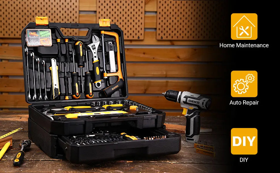 Mechanic Toolbox with 12V Power Cordless Drill
