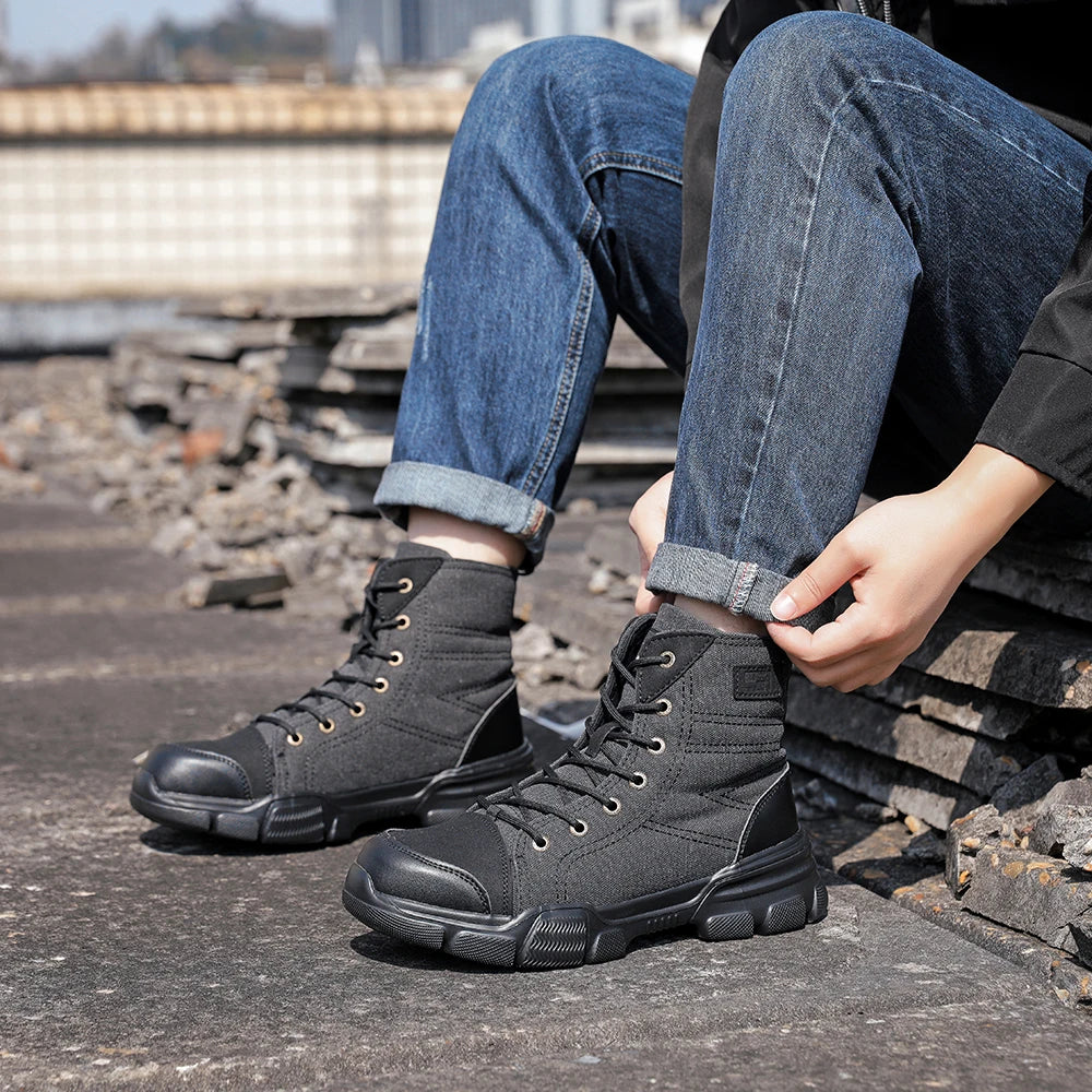 Canvas Light Breathable Work Steel Toe Shoes