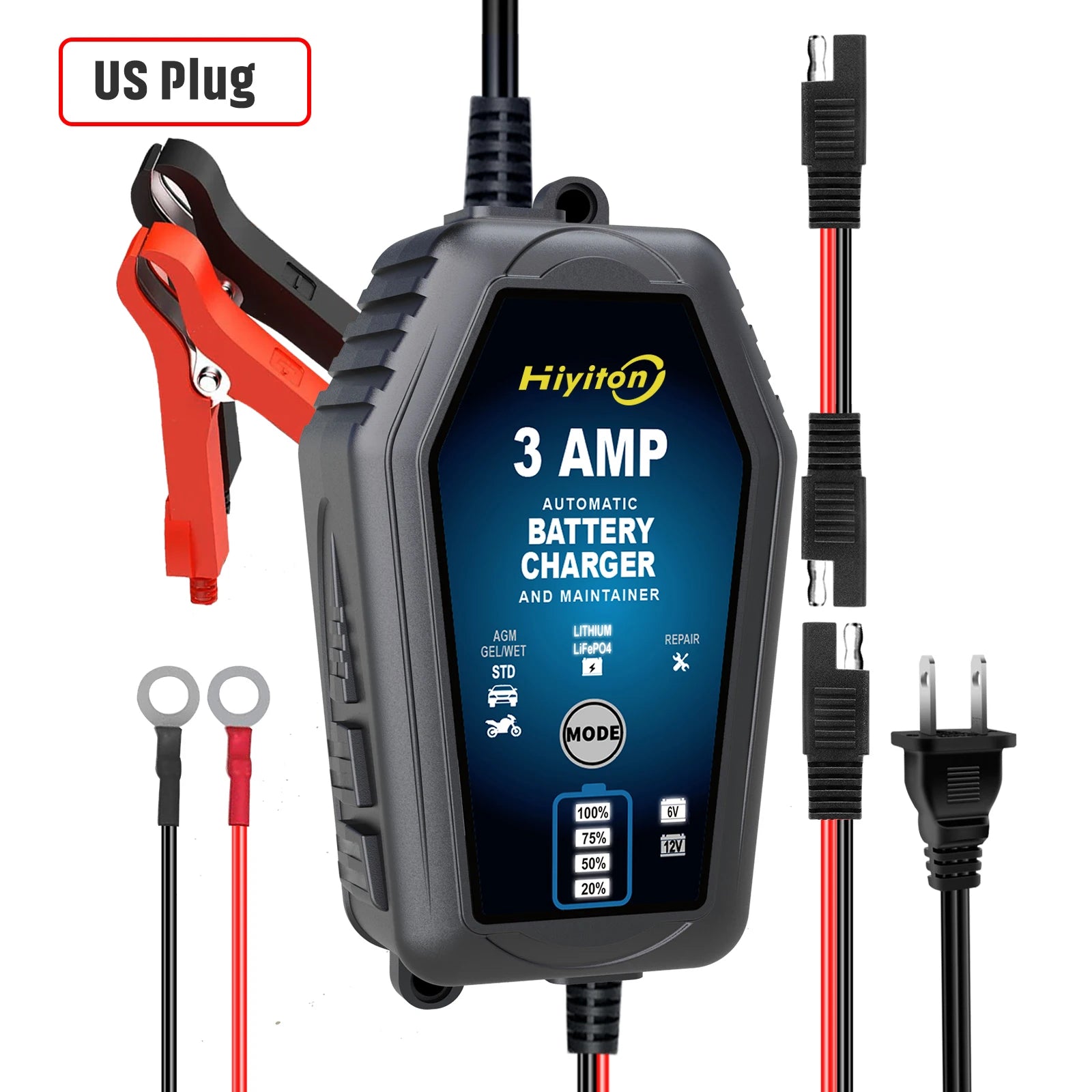 6V 12V 3000mA Car Smart Battery Charger