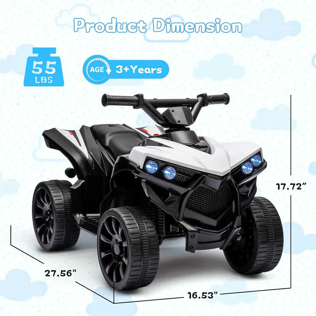 6V Ride on Toy, Kids ATV 4 Wheeler with 1.8MPH Max Speed, Music & Foot Pedal