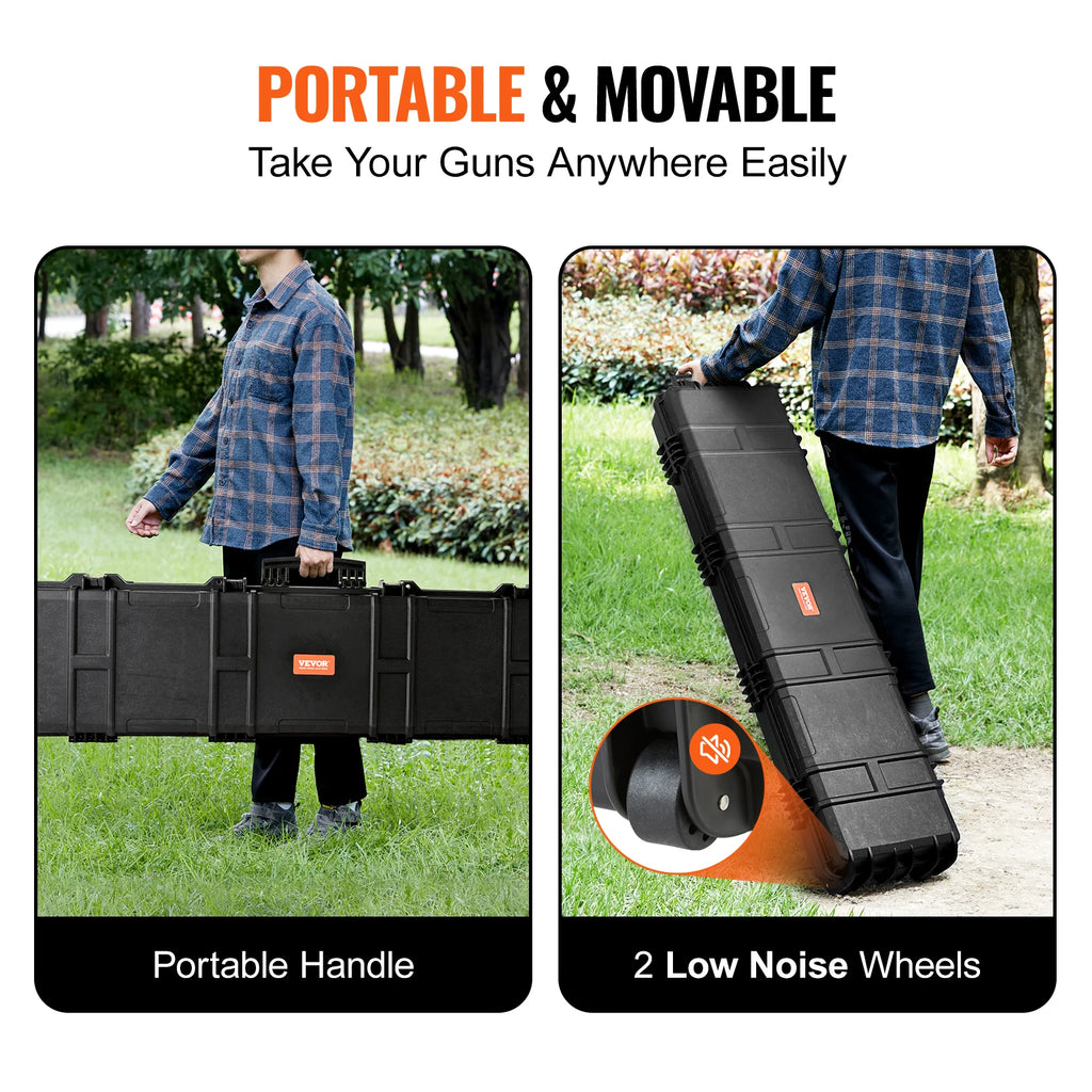 Rifle Hard Case Portable Long Gun  Suitcase With Casters
