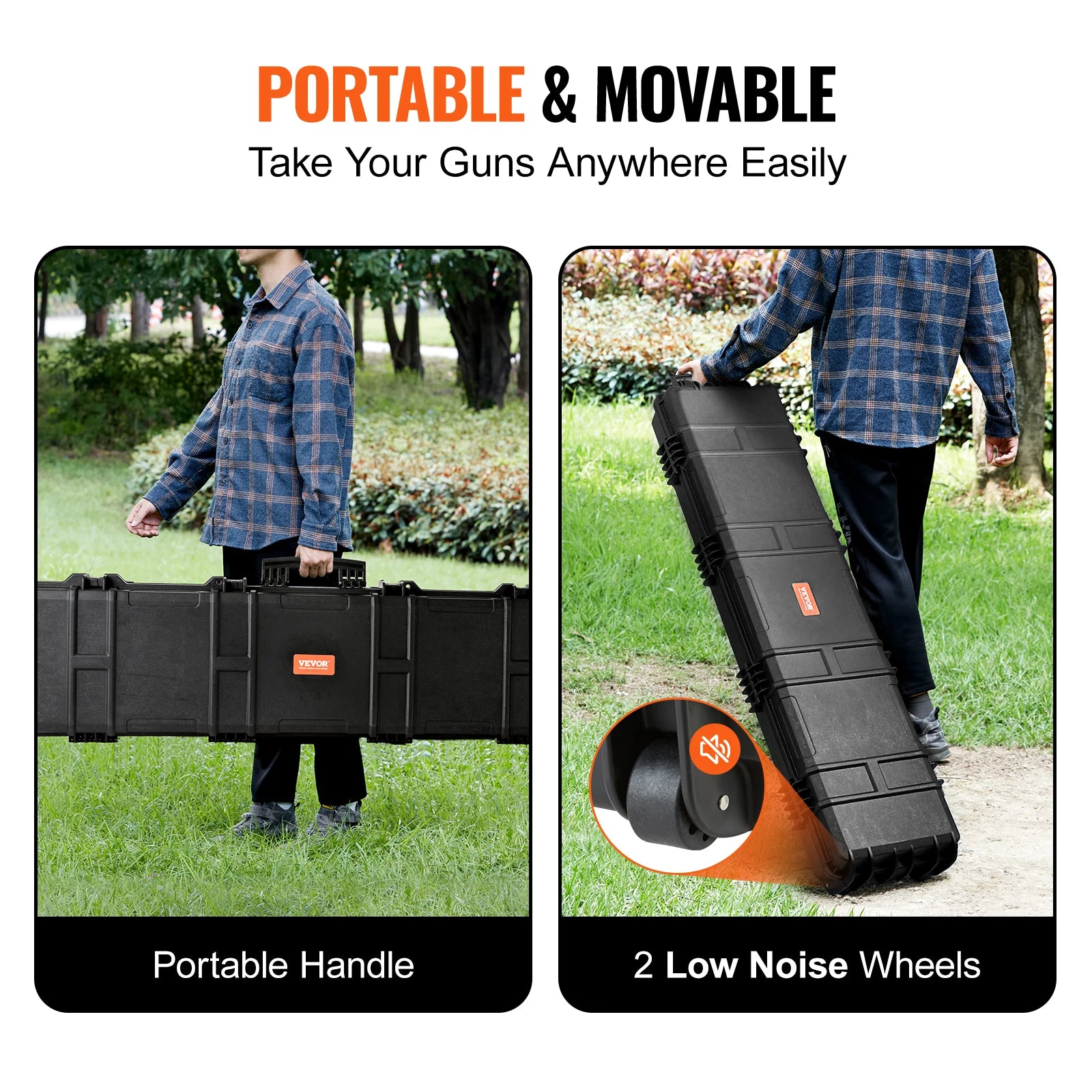 Rifle Hard Case Portable Long Gun  Suitcase With Casters