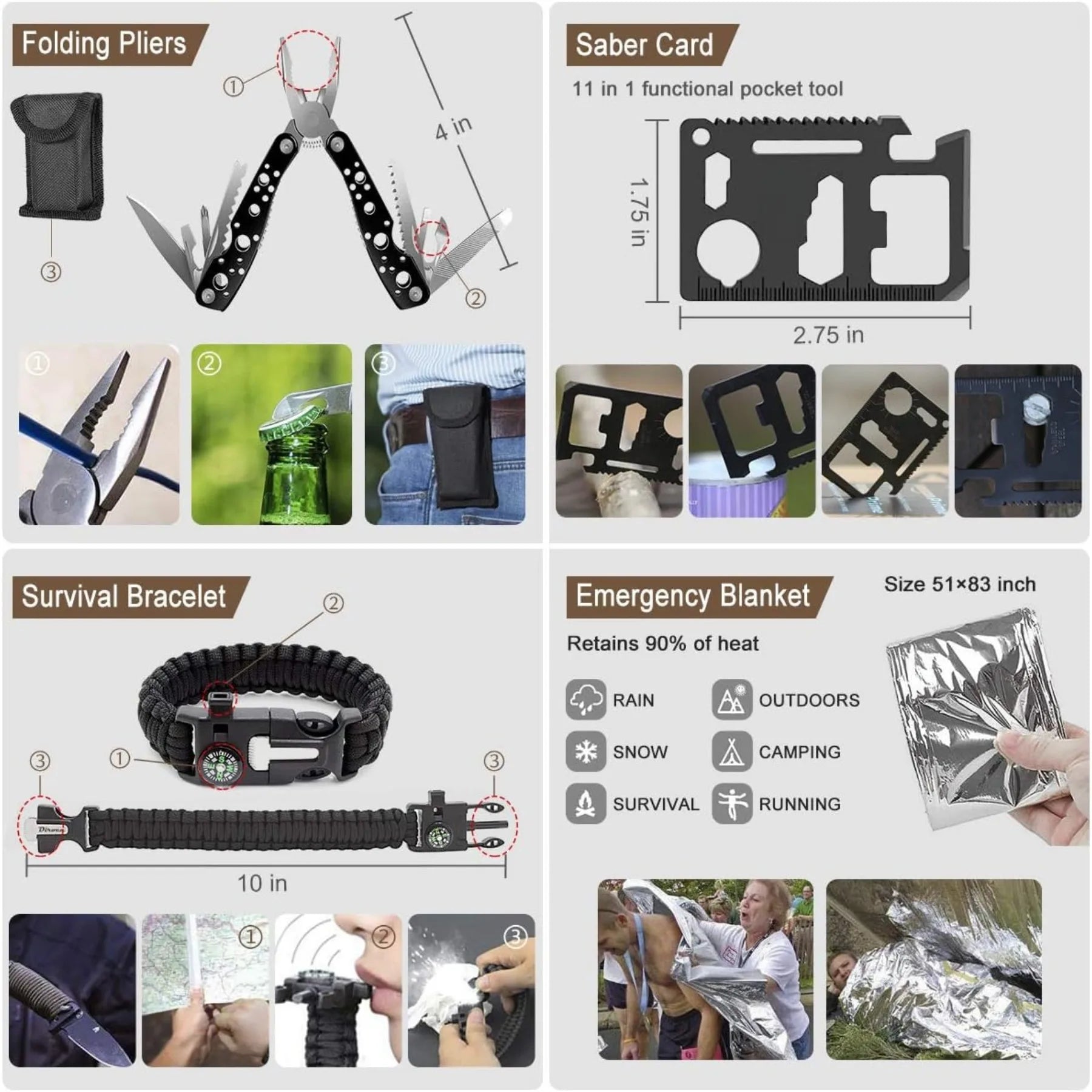 238Pcs Emergency Survival Kit, Professional Survival Gear Tool