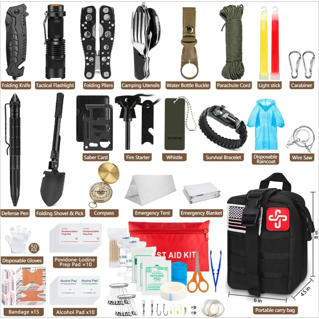 238Pcs Emergency Survival Kit, Professional Survival Gear Tool