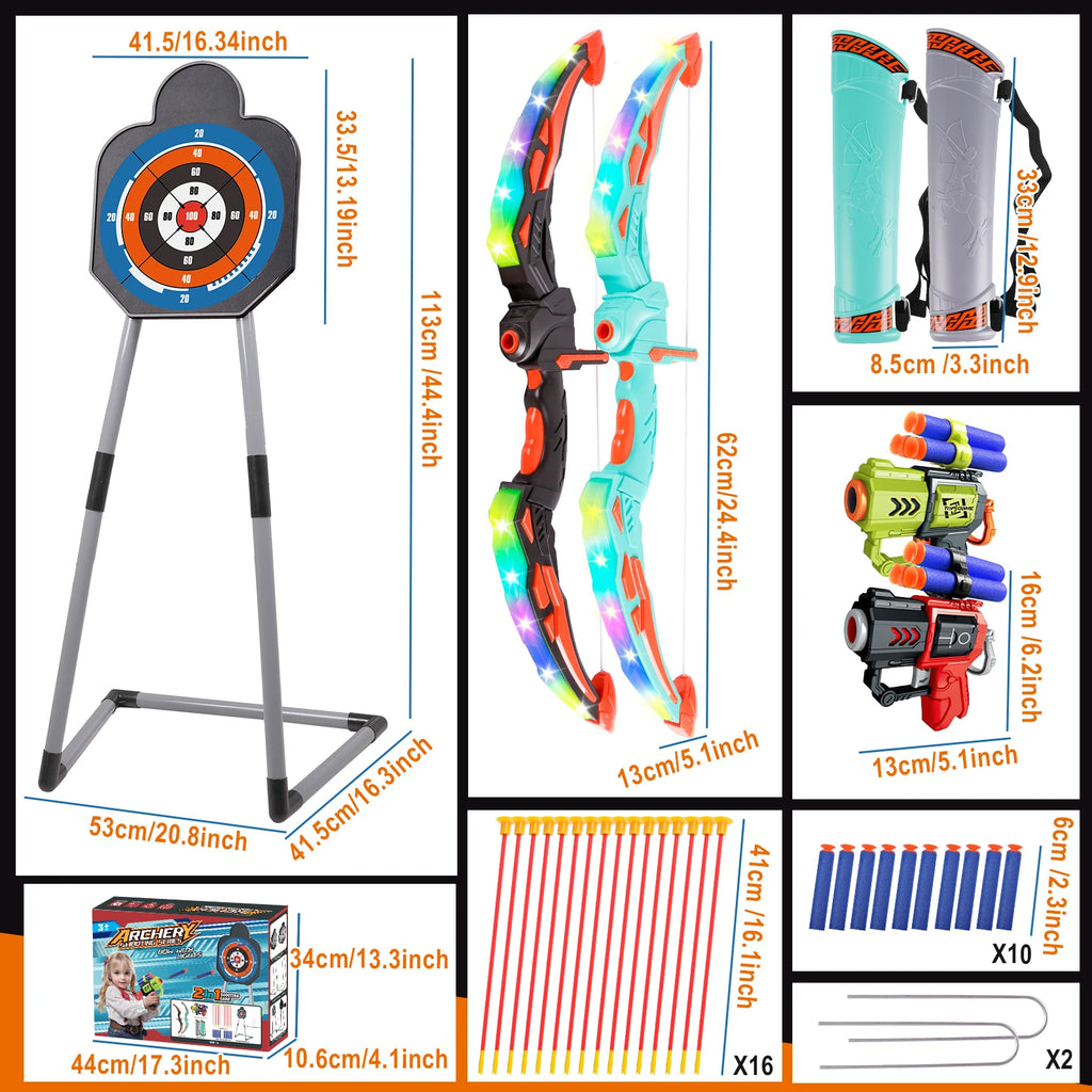 2 Bow and Arrow Sets , 2 Foam Dart Guns