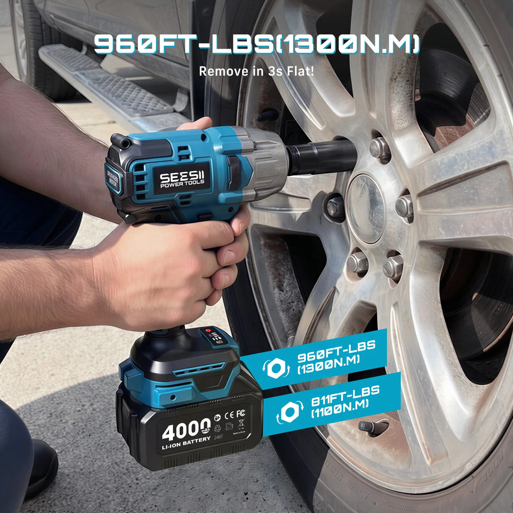 1300N.m Cordless Impact Wrench Brushless Motor 3-in-1 Electric Impact