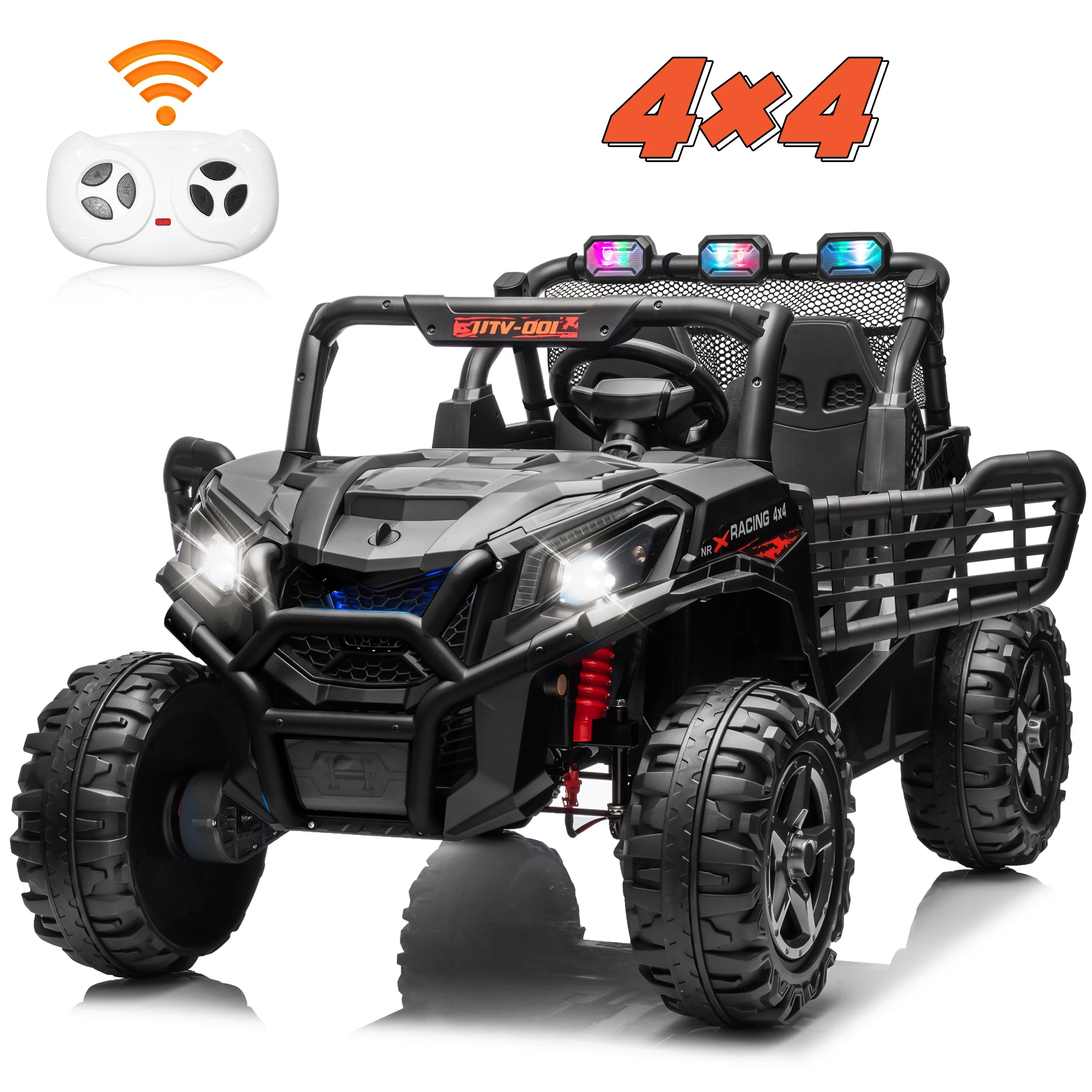 24V XL 2 Seater Ride on Toys Car, 2WD/4WD Switchable Off-Road  Battery Power, 3-Speed Remote Control