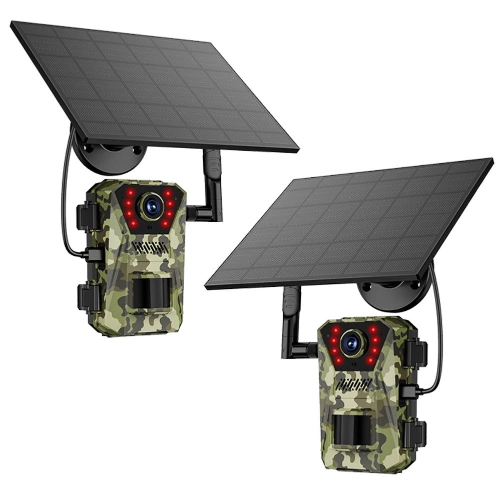 Solar Powered Infrared Outdoor Trail Camera Waterproof Game Wildlife Cam Live Video Game Camera for Outdoor Monitoring