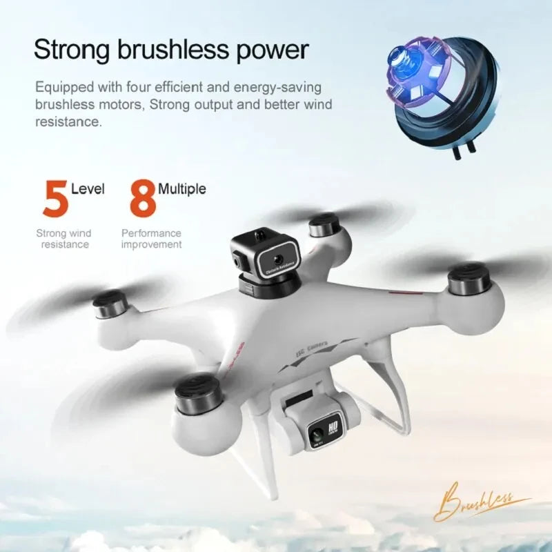 Drone  with 3 Batteries 8K Dual Camera Optical Flow Brushless 360°