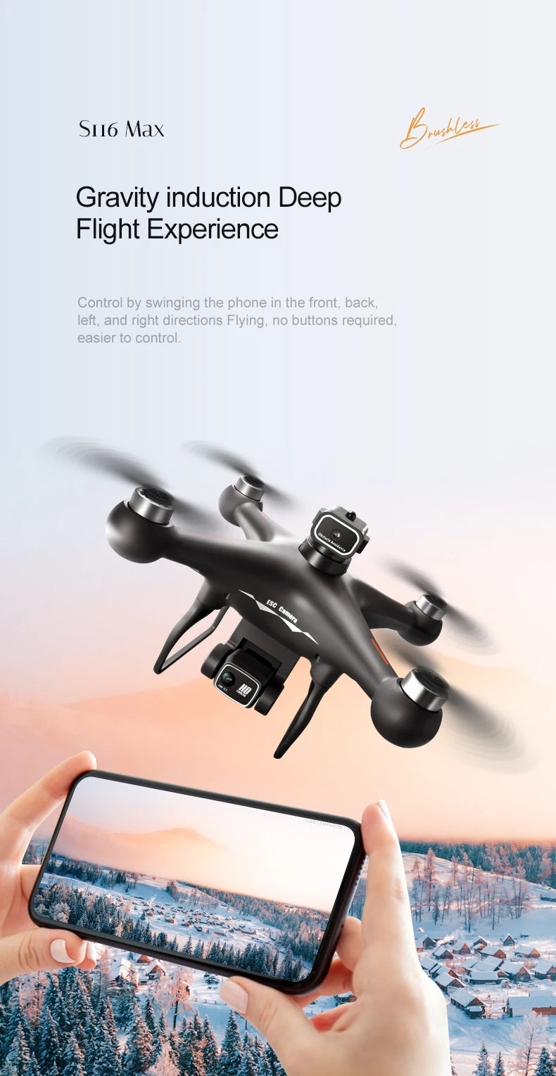 Drone  with 3 Batteries 8K Dual Camera Optical Flow Brushless 360°