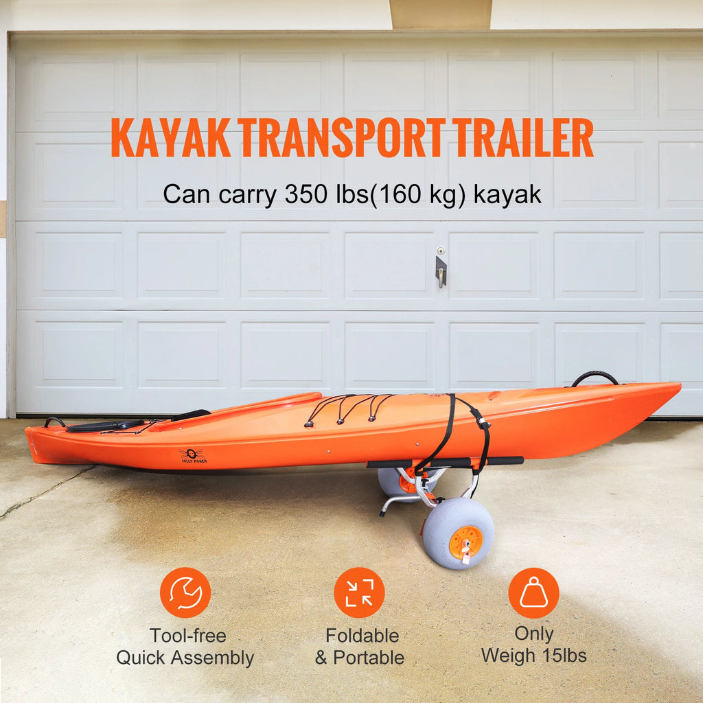 350lbs Kayak Trailer Cart Foldable Canoe, Kayak Trolley Cart with 12'' Tires