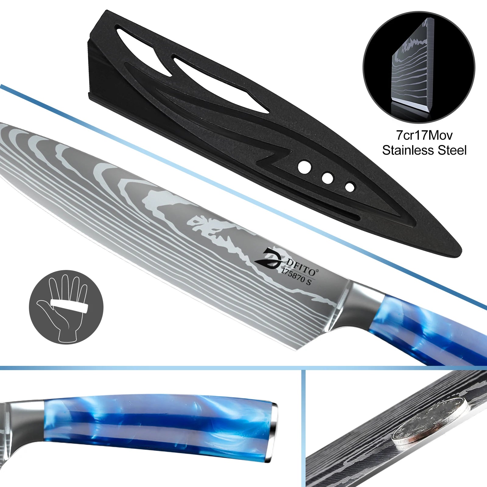 8PCS Utility Boning Knife Cleaver Meat Fruit Bread Knife with Cover