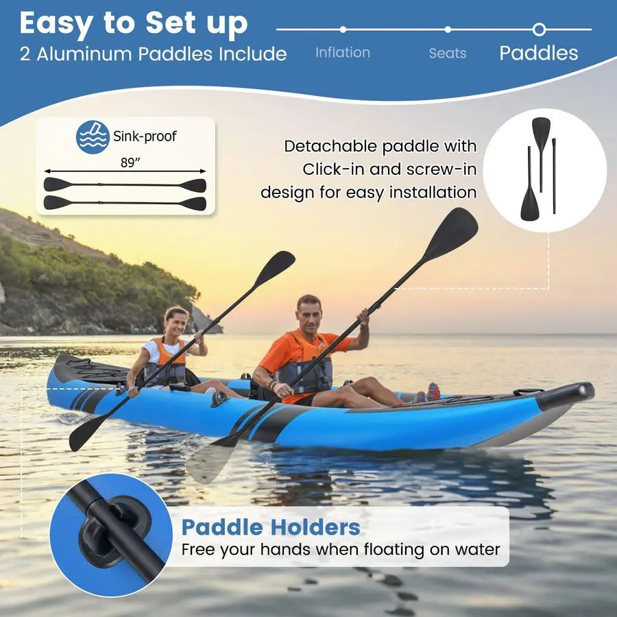 Inflatable Kayak, 2 Person Canoe with 507 lbs Capacity,