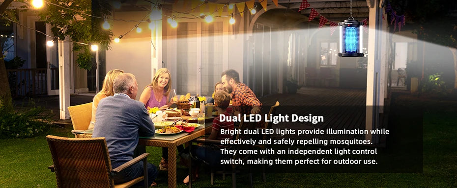 Bug Zapper Outdoor Mosquito Zapper with Dual LED Light 4200V Fly Zapper 15W Electric