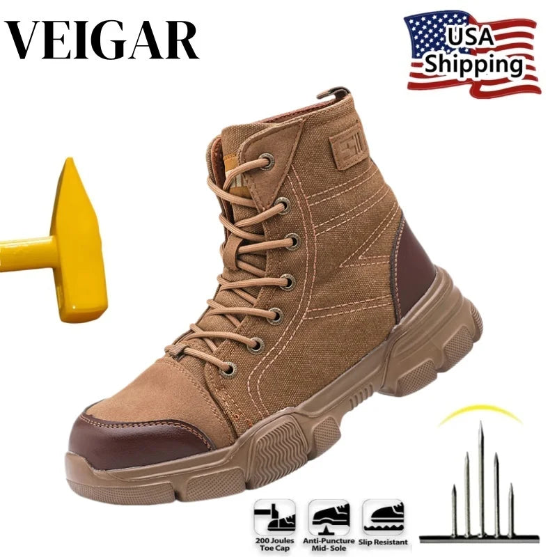 Canvas Light Breathable Work Steel Toe Shoes