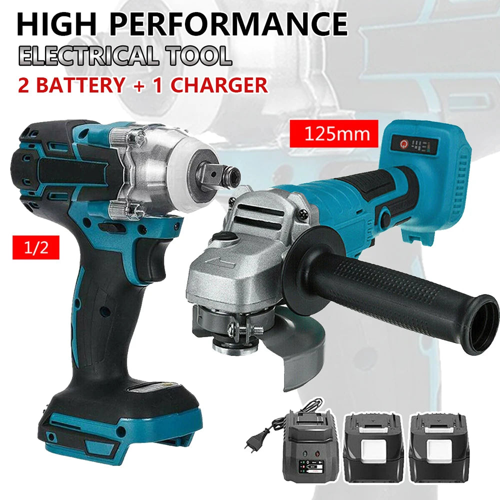 Impact Wrench 125mm Brushless Electric  and Angle Grinder 18V Battery