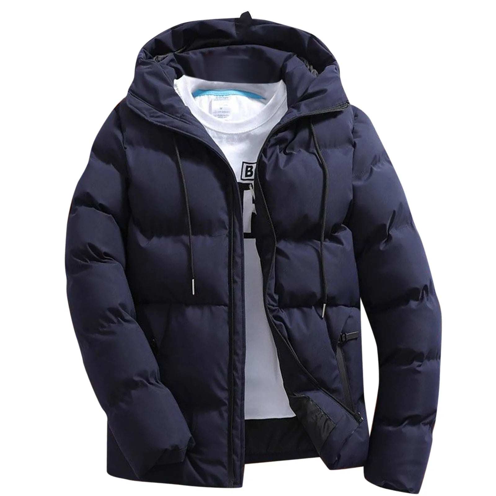 Men's Winter Parkas Versatile Solid Zipper Hooded