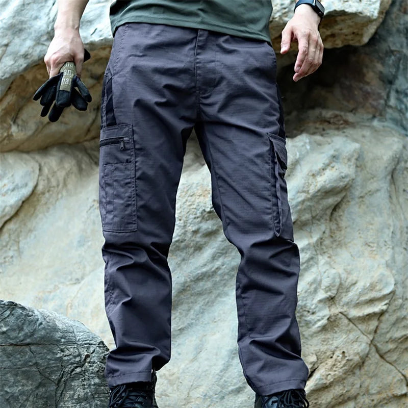 Men s Tactical Cargo Pants Lightweight Elastic Waist Outdoor Work Trousers