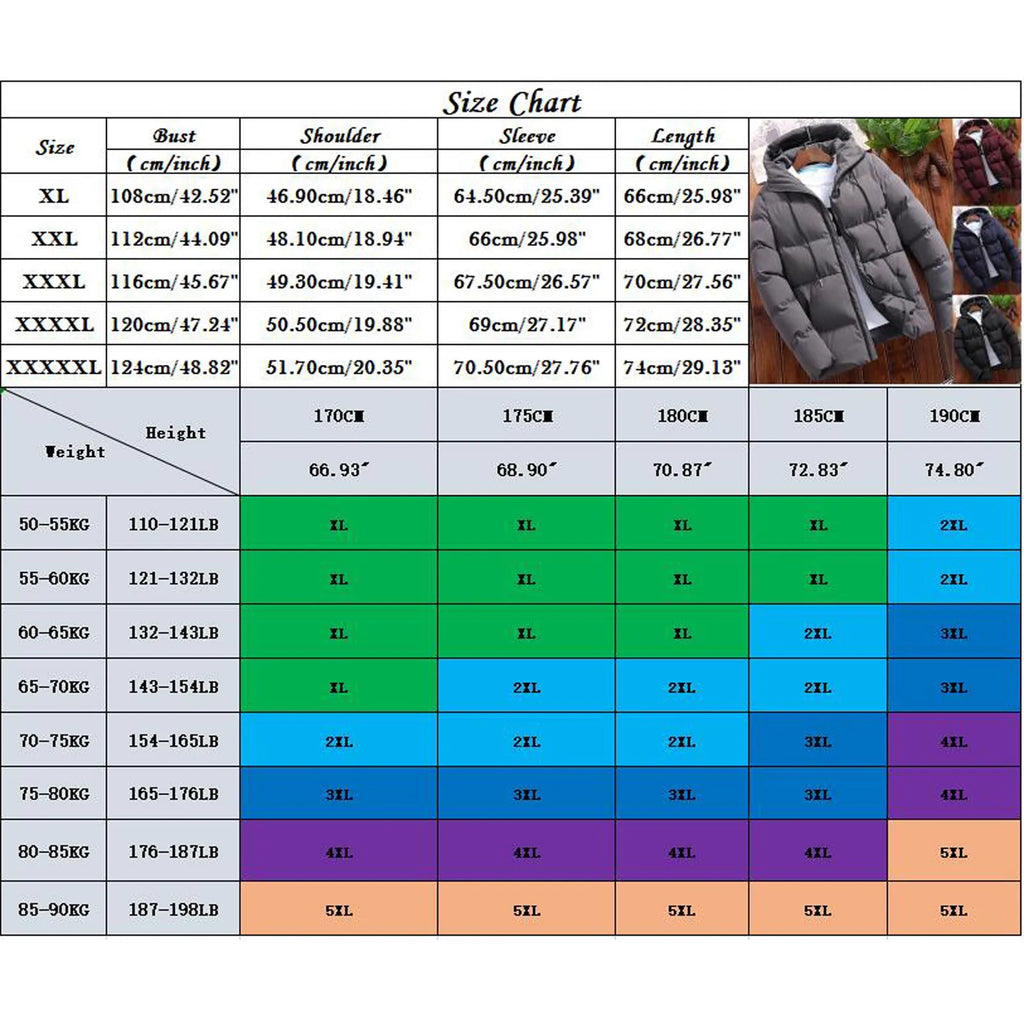 Men's Winter Parkas Versatile Solid Zipper Hooded