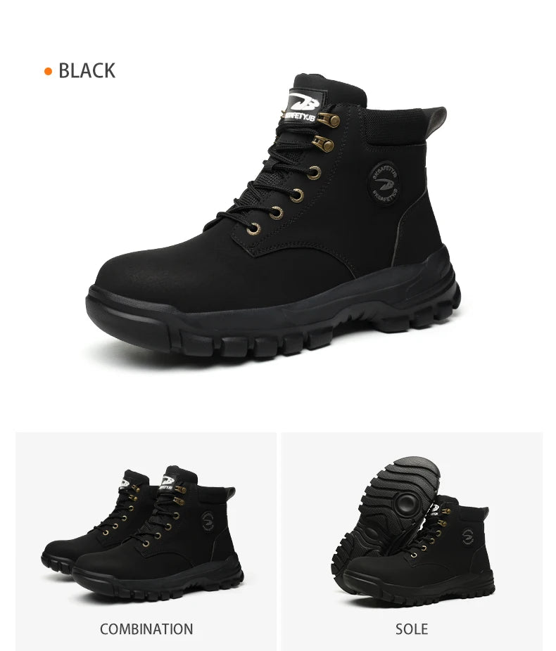 High-top PU anti-smash anti-puncture breathable safety boots